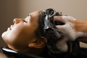 Woman Getting Hair Washed at a Salon